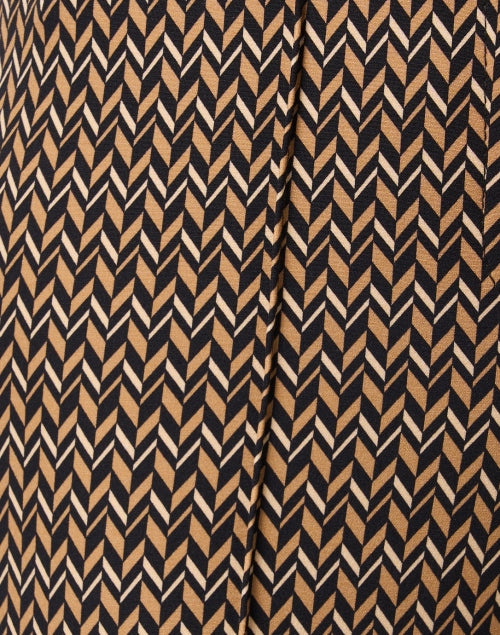 Stylish Anna Brown Stretch Print Pant with Zipper Details