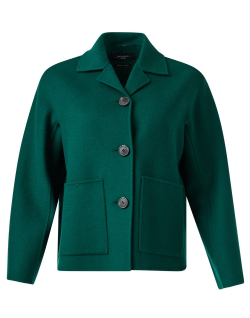 Stylish Green Wool Blend Short Jacket for Weekend Wardrobe
