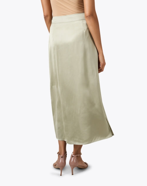 Elegant Green Women's Slip Midi Skirt with Side Slit