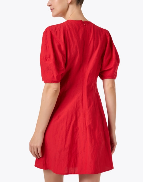 Stylish Bettina Red Crinkled Cotton-Blend A-Line Dress