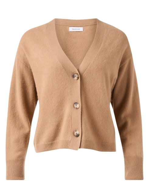 Stylish Camel-Colored 100% Cashmere Cardigan for Women
