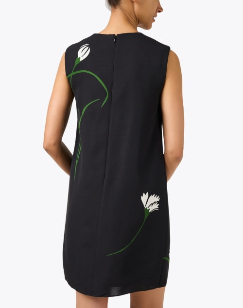 Stylish Black Floral Print Modern Shift Dress by Veronica Beard