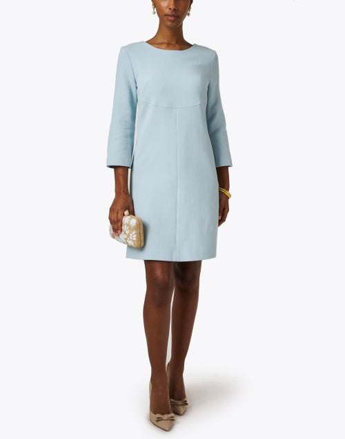 Stylish Blue Halo Wool Women's Dress