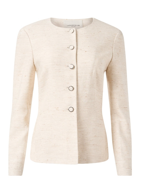 Elegant Ivory Front-Buttoned Women's Jacket by Lafayette 148 New York