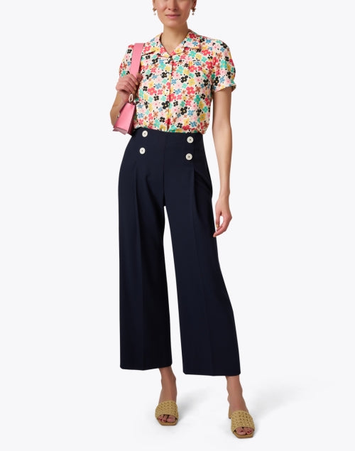 LK Bennett Retro-Inspired Wide-Leg Navy Parker Trouser