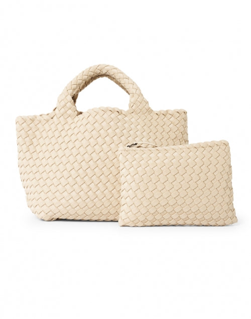 St. Barths Small-Sized Solid Ecru-Colored Woven Women's Handbag for City Life