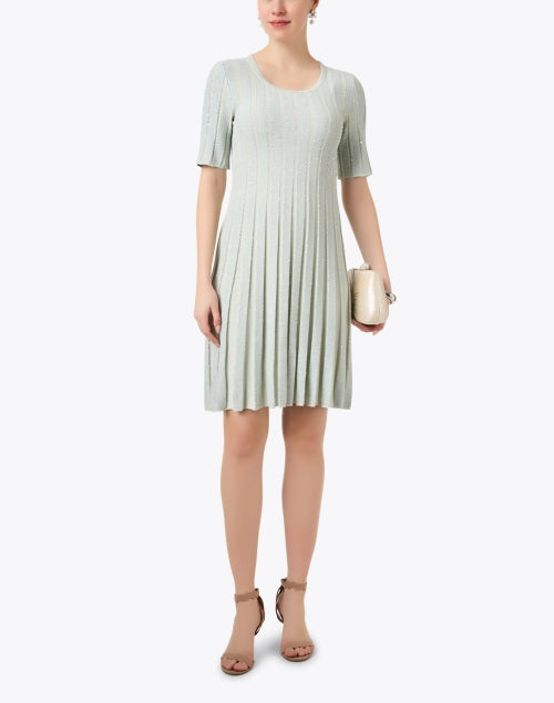 Stylish Mint Green Pleated Knit Dress by Giada