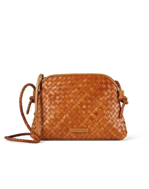 Brown Woven Leather Mallory Crossbody Bag with Braided Strap