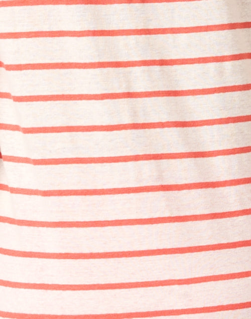 Stylish Coral and White Striped Sleeveless Linen Blend Women's Top for Everyday Wear