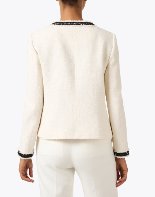 Stylish Cream and Black Collarless Jacket by LK Bennett