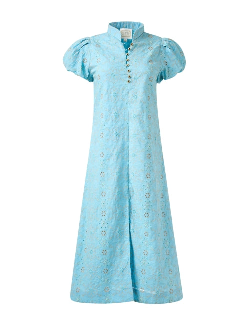 Stylish Turquoise Printed 100% Cotton Dress for Warm Weather