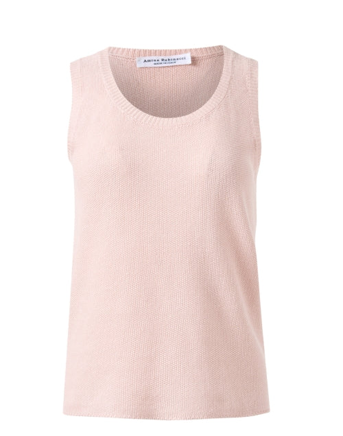 Stylish Samurai-inspired Pink Linen-Cotton Blend Sleeveless Sweater Top