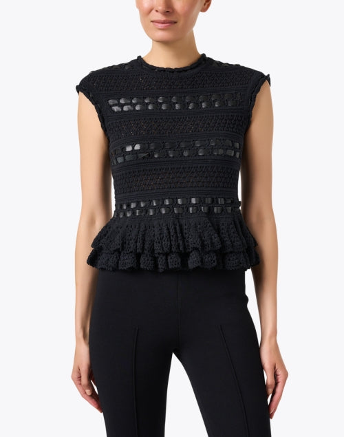 Corina Women's Black Crocheted Peplum Fashion Top