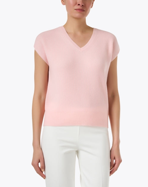 Soft Pink 100% Cashmere Cap Sleeve Sweater for Stylish Layering