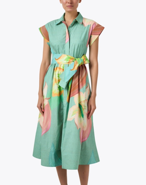 Stylish Green Floral Patterned Women's Dress