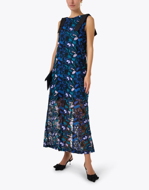 Abbey Glass Michelle's Blue Floral Lace Maxi Shift Dress