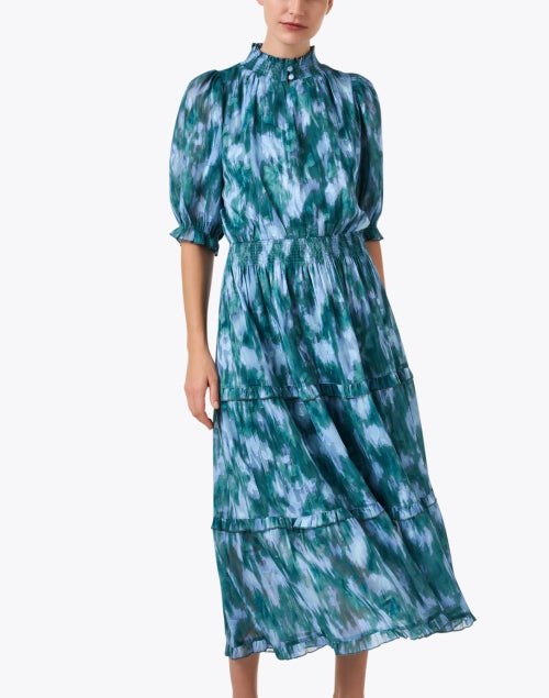 Bennett Chiffon Dress with Multi - Ikat Pattern and Stylish Details