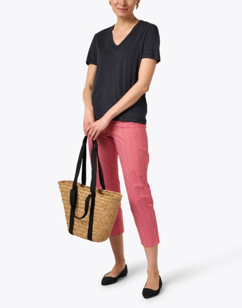 Navy Blue V-Neck Cotton Casual Top for Everyday Wear