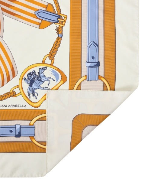 Italian Crafted Multi Print Silk Square Scarf with Equestrian Motif