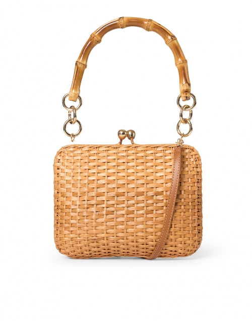 Serpui's Retro-Inspired Giulia Light Honey Wicker Handbag with Top Handle