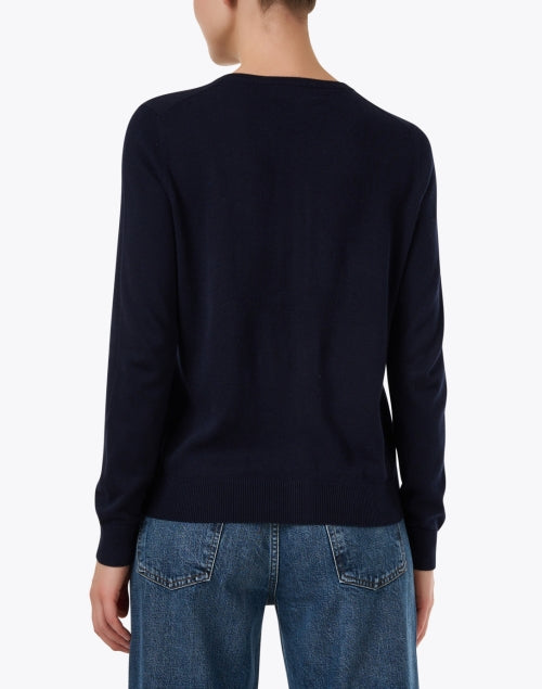 Stylish Navy Cotton - Blend Classic Cardigan for Modern Wardrobe