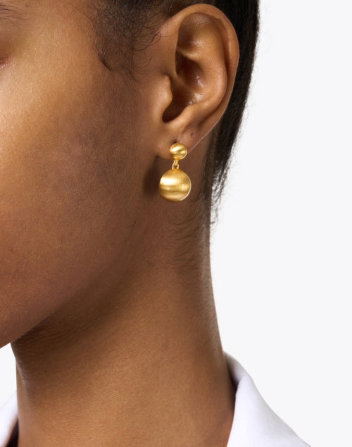 Mini Gold Dome Drop Earrings - Ideal Everyday Jewelry