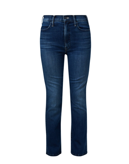 Mother's Stylish Dark Wash High-Waisted Stretch Straight Leg Ankle Jeans