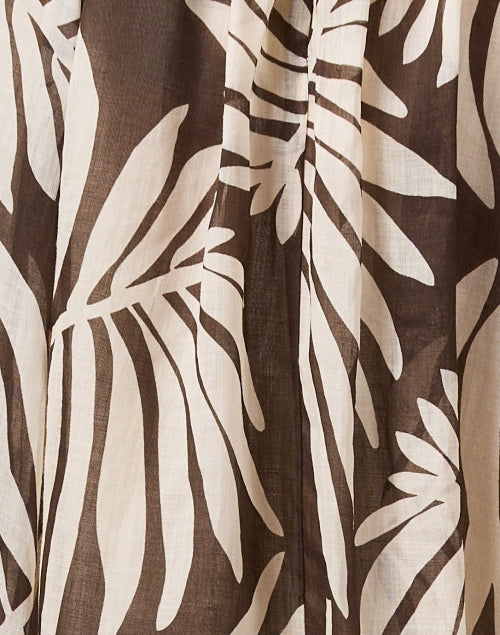 Stylish Brown Palm Leaf Print Midi Skirt for Fashionable Women