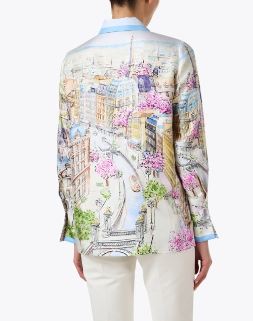 Exquisite Parisian Print 100% Silk Women's Shirt