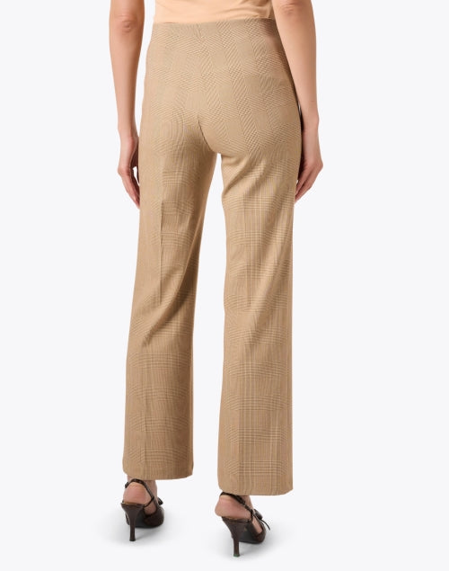 Jules Tan Plaid Stretchable Knit Pull - On Wide - Leg Trousers