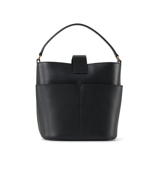 Compact Black Leather Crest Bag for Stylish Modern Women