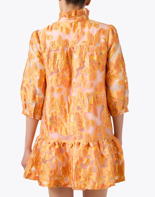 Stylish Emmerson Women's Floral Stretch Organza Dress in Yellow and Orange Shades