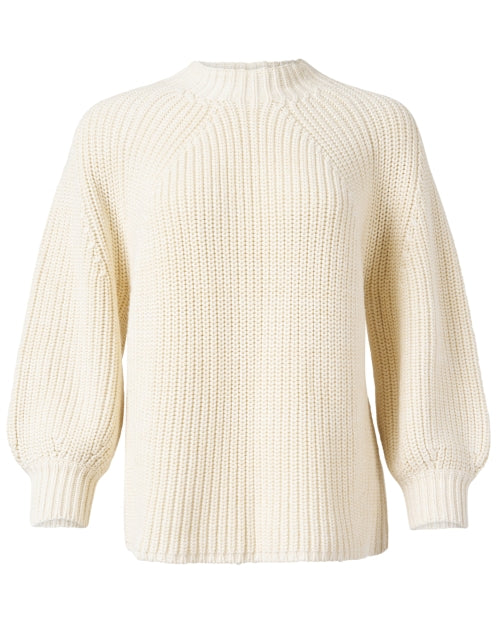 Soft and Elegant Cream-colored Cotton Ribbed Knit Sweater