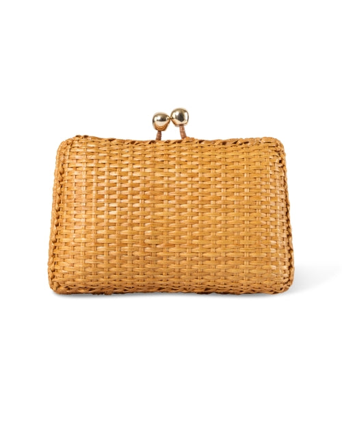 Serpui Charlotte Honey-Colored Woven Wicker Summer Clutch Bag