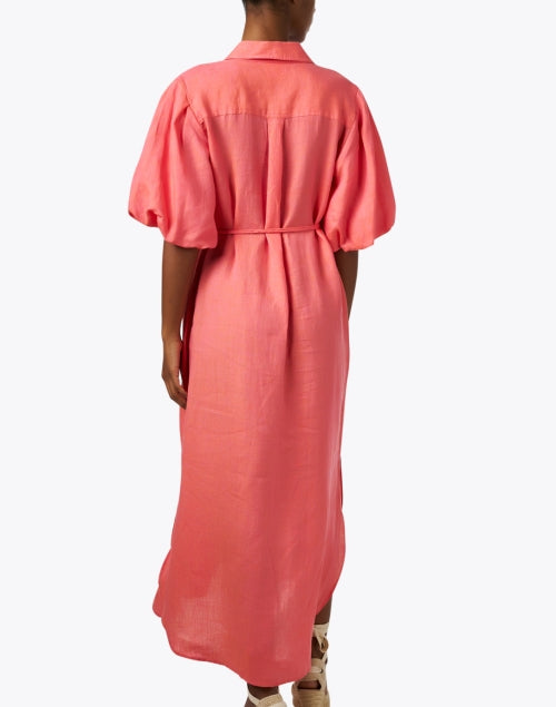 Stylish Peony Pink 100% Linen Maxi Madeline Dress