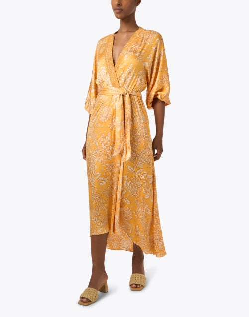 Stylish Celie Yellow Floral Print Wrap Women's Summer Dress
