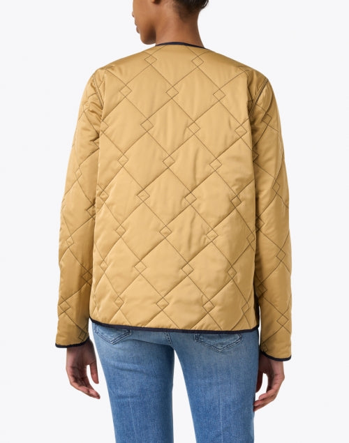 Reversible Navy and Camel Quilted Fashion Jacket for Spring Getaways