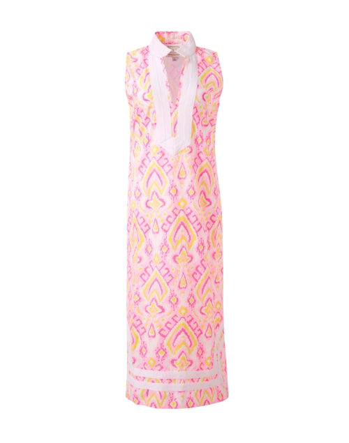 Stylish Pink Ikat Patterned Cotton Tunic Style Dress for Effortless Fashion