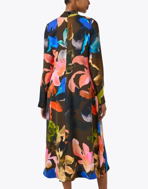 Stylish Brown Dress with Multi Floral Print