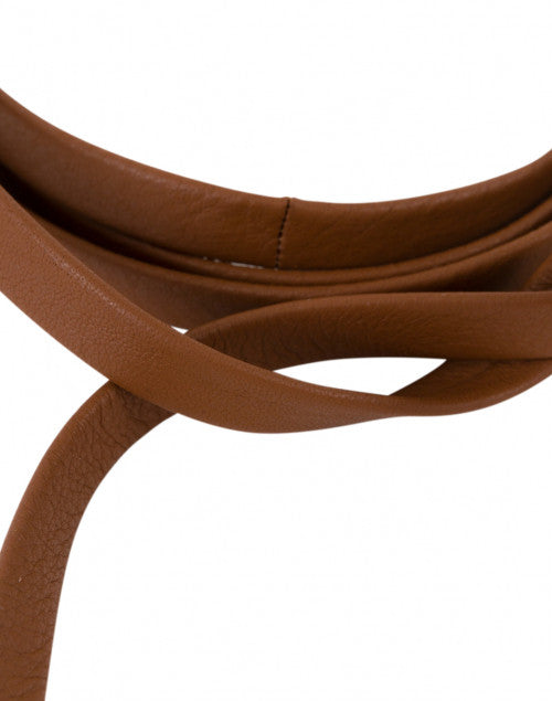 Gatsby Style Brandy-Colored Leather Skinny Wrap Belt for Bohemian Fashion