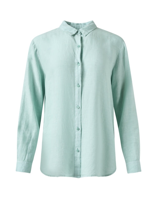 Chic Mint Green Linen Classic Shirt for New Season