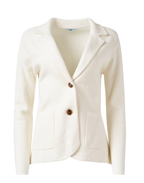 Stylish Milly White Cotton Cashmere Blend Knit Women's Blazer