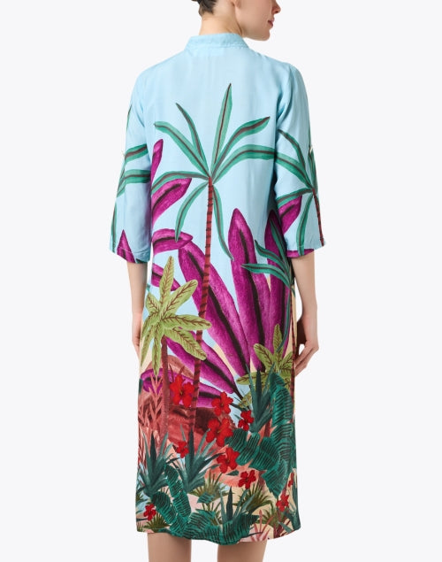 Stylish Tulum Blue Dress with Exquisite Jungle Print