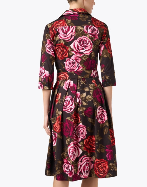 Stunning Audrey Pink Rose Patterned Cotton Stretch Women's Shirt Dress