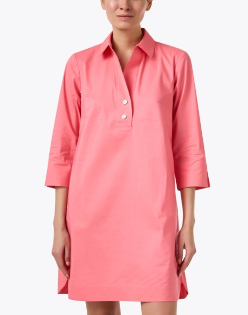 Aileen Women's Pink Cotton Blend Stretch Shirt Dress for Casual Wear