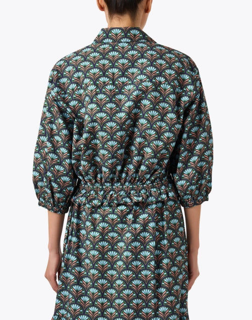 Stylish Hutton Cotton Top with Multi - Print and Elbow - Length Balloon Sleeves
