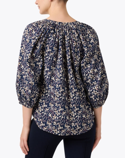 Mitte Navy-Printed Lightweight Cotton Women's Top for Effortless Style