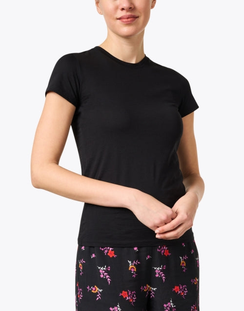 Stylish Comfortable Black Pure Cotton Short-Sleeved Crew Neck T-Shirt