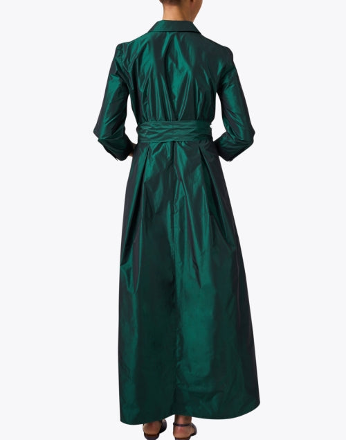 Stunning Emerald Green Taffeta Long Shirt Dress for Special Occasions
