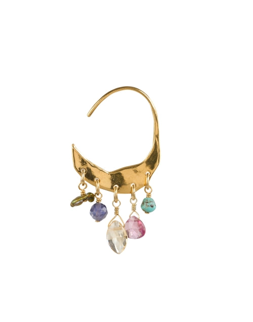 Handmade Petite Crescent Earrings with Multi - Stone Drops